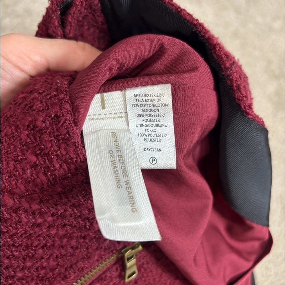 Ann Taylor LOFT Burgundy Maroon Skirt Size 2 Lined Zippers Front - Picture 5 of 13